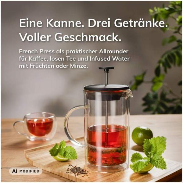 Doppelwandiger Kaffee- &amp; Teebereiter - French Press 1 Stück