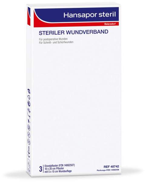 Hansapor Steril Wundverband 10 X 20 cm 3er Packung