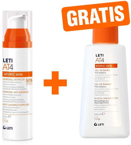 LETI AT4 Anti Juckreiz Hydrogel 50 ml + gratis AT4 Dusch- und Badegel 100 ml