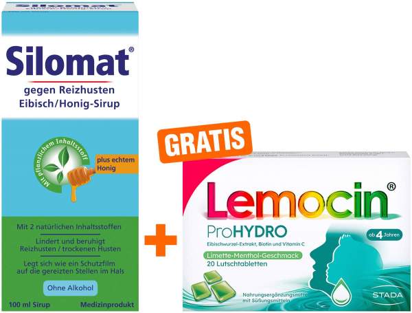 Silomat gegen Reizhusten Eibisch - Honig Sirup 100 ml + gratis Lemocin ProHydro 20 Lutschtabletten