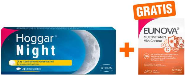 Hoggar Night 25 mg 2 x 20 Schmelztabletten + gratis Eunova VivaChrono 2 x 10 Tabletten