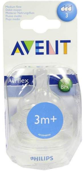 Avent Sauger Airflex 3-Loch Mittlerer Nahrungsfluss 3m+