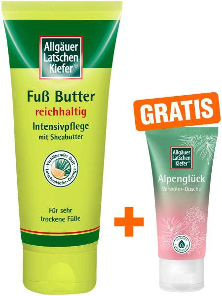 Allgäuer Latschenkiefer Fußbutter 100 ml + gratis Allgäuer Latschenkiefer Alpenglück Dusche 30 ml