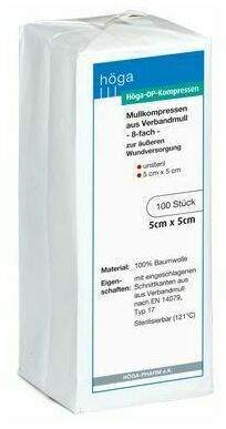 Höga Op Kompressen 5 X 5 cm 8fach Unsteril 100 Kompressen