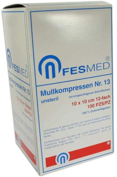 Mullkompressen Es Gr.13 10x10cm 12-Fach Unsteril