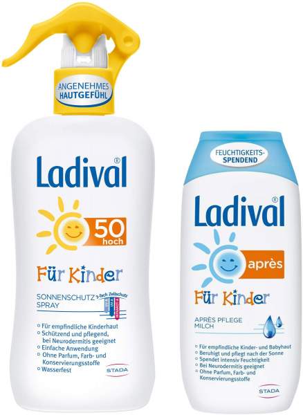 Sparset Ladival Sonnenschutzspray LSF50 Kinder + Ladival für Kinder Apres Lotion 1 Set