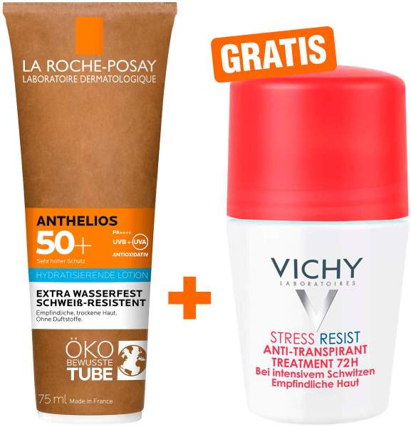 La Roche Posay Anthelios Milch LSF 50+ 75 ml + gratis Vichy Deo Stress Resist 72h 50 ml