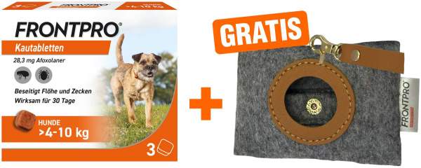 Frontpro 28 mg für Hunde 3 Kautabletten + gratis Hundebeutelspender 1 Stück