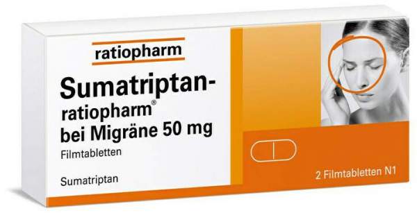 Sumatriptan-Ratiopharm bei Migräne 50 mg 2 Filmtabletten