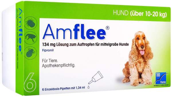 Amflee 134 mg Lösung Für Mittelgroße Hunde 10 - 20 KG 6 Pipetten