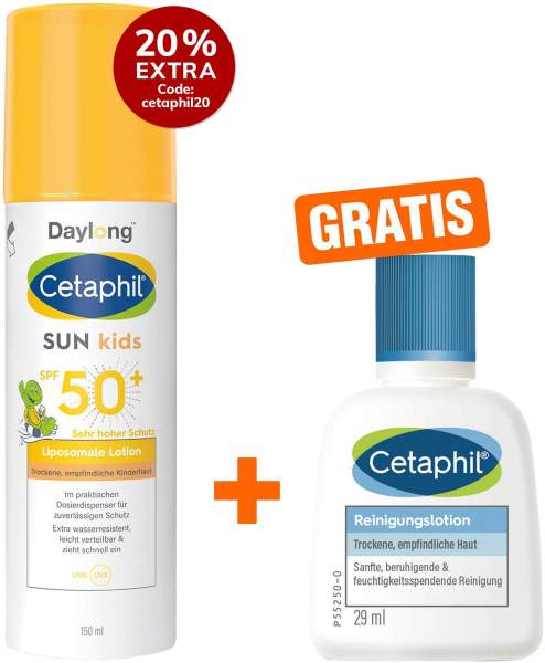 Cetaphil Sun Daylong Kids SPF 50+ liposomale Lotion 150 ml + gratis Cetaphil Reinigungslotion 29 ml