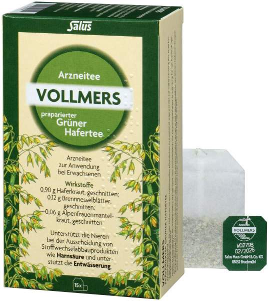 Vollmers Präparierter Grüner Hafertee 15 Filterbeutel
