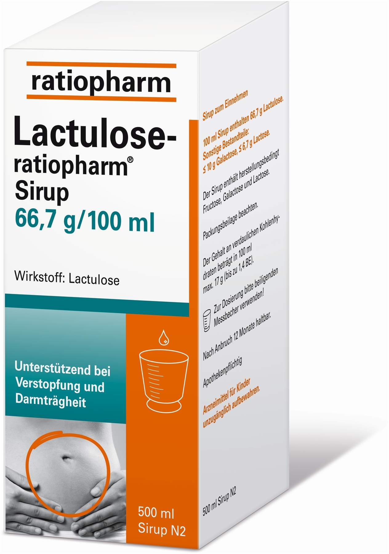 Lactulose-ratiopharm Sirup 66,7 g pro 100 ml 500 ml Sirup kaufen ...