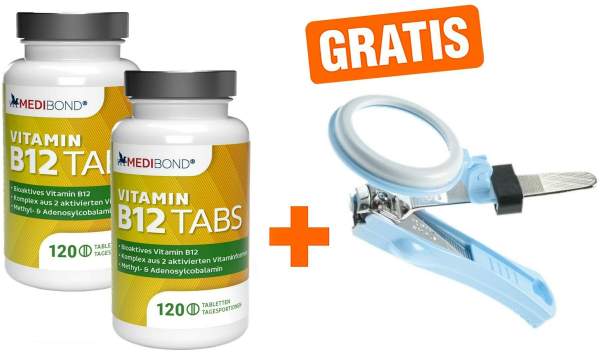 Vitamin B12 Tabs Medibond 120 Tabletten + gratis Nagelknipser