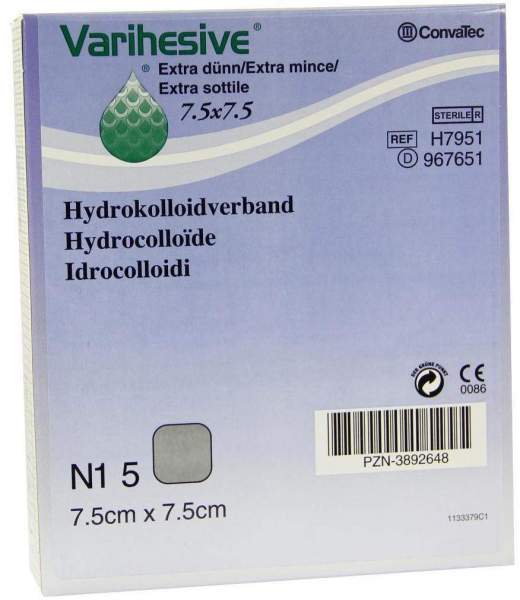 Varihesive Extra Dünn 7,5x7,5cm Hydrokolloidverband 967651