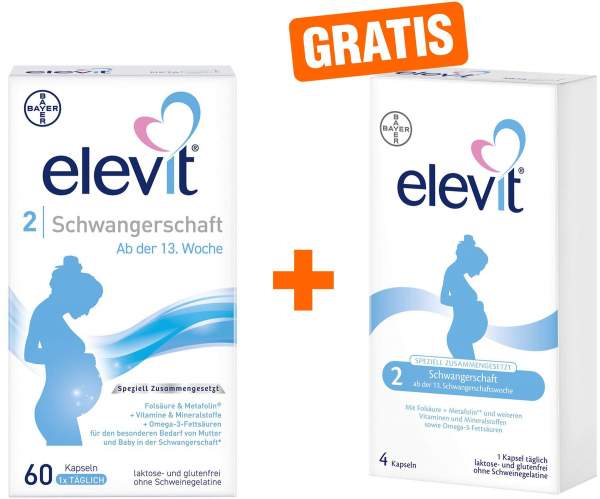 Elevit 2 Schwangerschaft 60 Kapseln + gratis 8 Kapseln