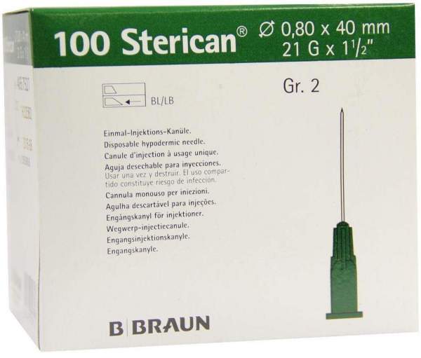 Sterican Kanülen Luer-Lock 0,80 x 40 mm Gr.2 grün 100 Kanülen