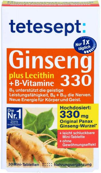 Tetesept Ginseng 330 plus Lecithin+B-Vitamine Tabletten 30 Stück