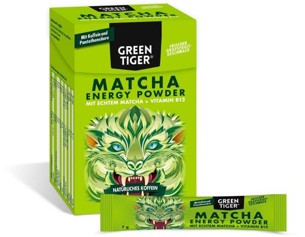 Green Tiger Matcha Energy Powder Sticks 12 X 7 G