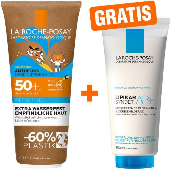 La Roche Posay Anthelios Dermo-Kids Wet Skin Gel LSF 50+ 200 ml + gratis La Roche Posay Lipikar Syndet Ap+ 100 ml