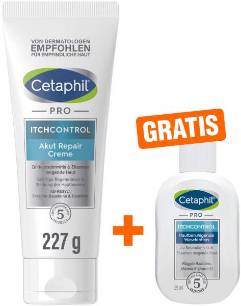 Cetaphil Pro Itch Control Akut Repair Creme 227 g + gratis Cetaphil Pro Itch Control Waschlotion 29 ml
