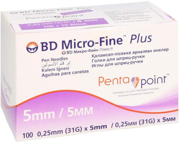 BD Micro-Fine+ 5 Pen-Nadeln 0,25 x 5 mm 31 G 100 Stück