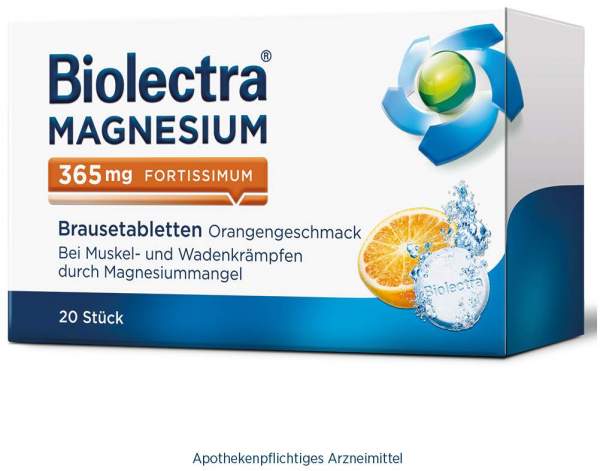 Biolectra Magnesium 365 mg Fortissimum Orangengeschmack 20 Brausetabletten