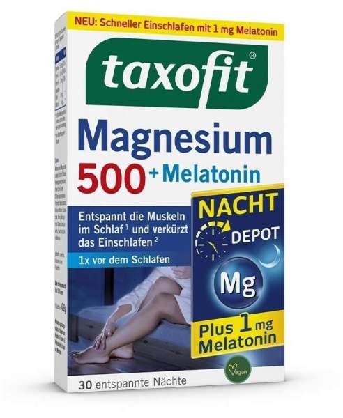 taxofit Magnesium 500 Nacht+Melatonin 30 Tabletten