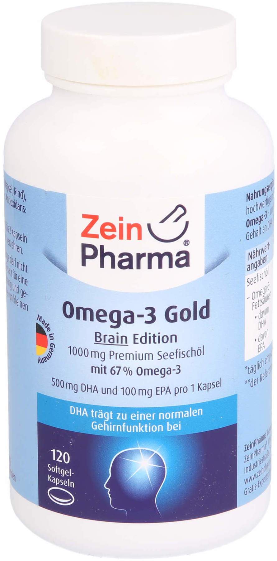 Omega 3 Gold Gehirn Dha 500mg Epa 100 mg 120 Softgel Kapseln kaufen