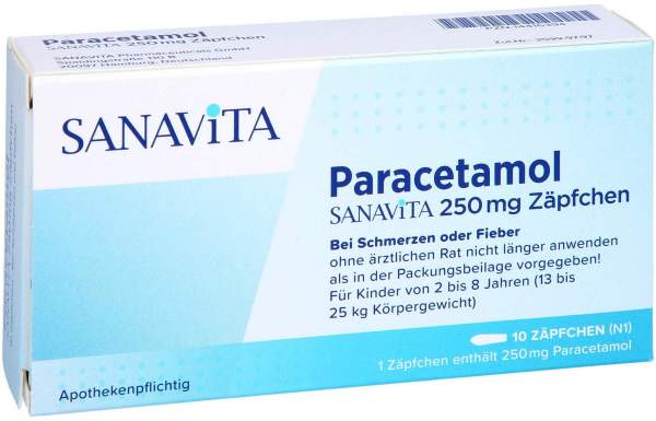 Paracetamol Sanavita 250 mg 10 Zäpfchen