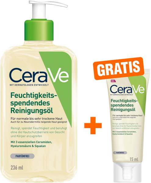 CeraVe Reinigungsöl 236 ml + gratis feuchtigkeitsspendendes Reinigungsöl 15 ml