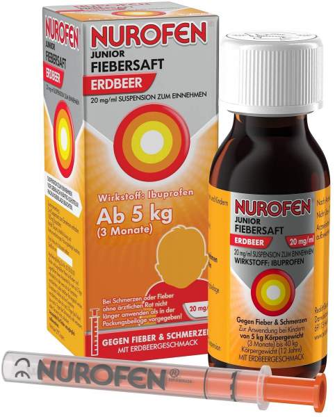 Nurofen Junior Fieber- &amp; Schmerzsaft Erdbeere 20 mg 100 ml