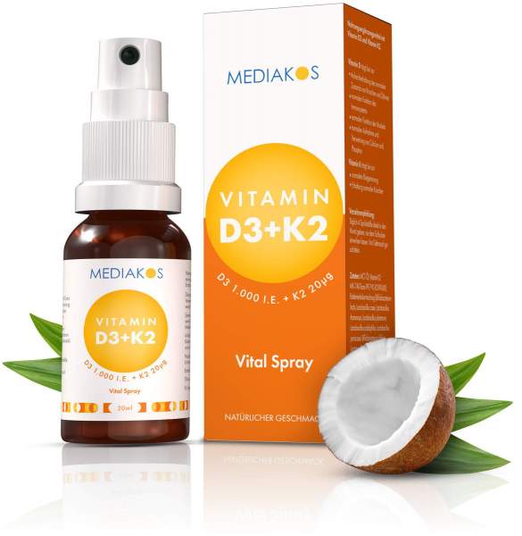 Vitamin D3 + K2 1000 I.E. 20 Myg Mediakos Vital Spray 20ml