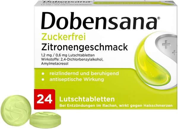 Dobensana Zuckerfrei Zitronengeschmack 1,2 mg &amp; 0,6 mg 24 Lutschtabletten