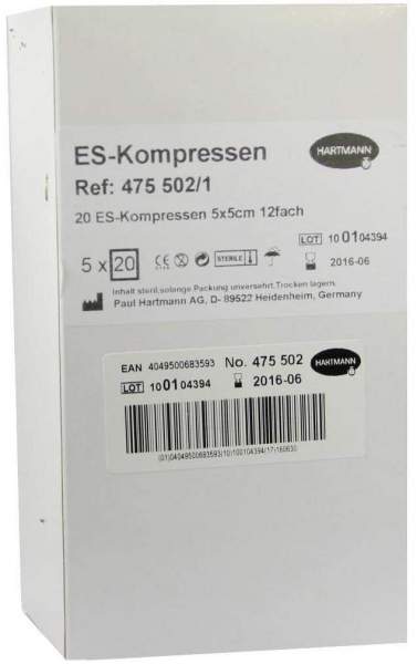 Es Kompressen Steril 5 X 5 cm Großpackung 5 X 20 Kompressen