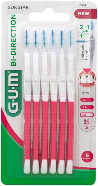 Gum Bi-Direction Interdentalb. 1,2 mm Pink 6 Stück