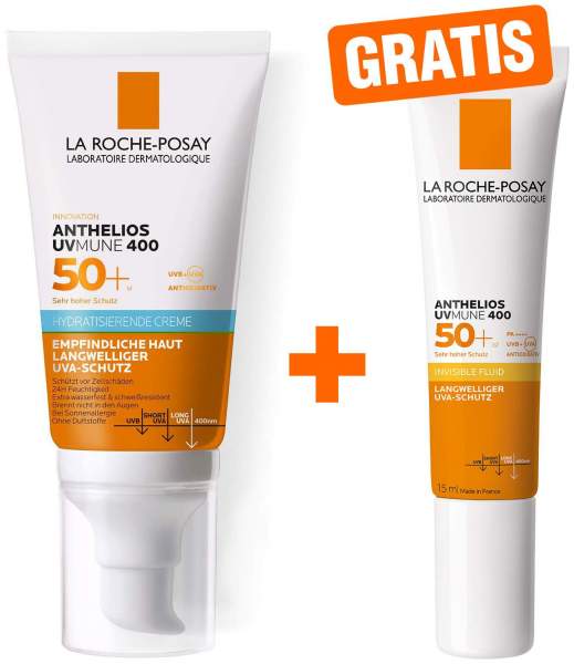 La Roche Posay Anthelios Hydratisierende Creme UVMune 400 LSF50+ 50 ml + gratis Invisible Fluid 15 ml