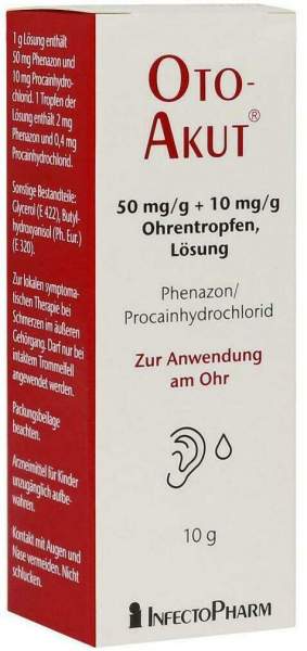 Otoakut 50 mg Je G + 10 mg Je G Ohrentropfen Lösung