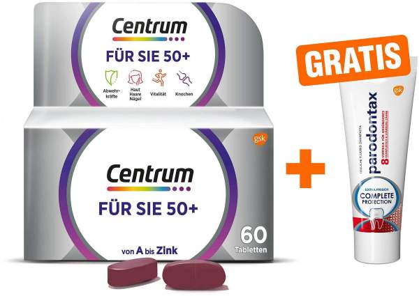 Centrum für Sie 50+ Capletten 60 Tabletten + gratis Parodontax Complete Protection 15 ml