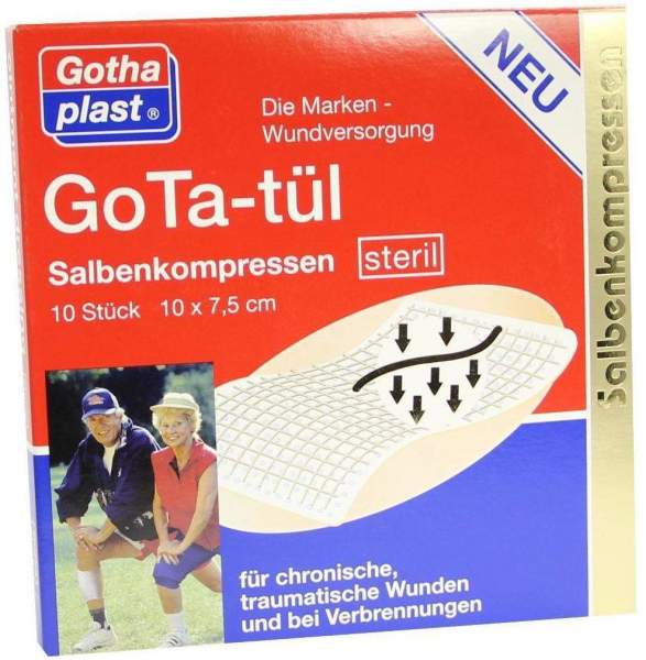 Gota-Tül Salbenkompressen 10x7,5cm Steril