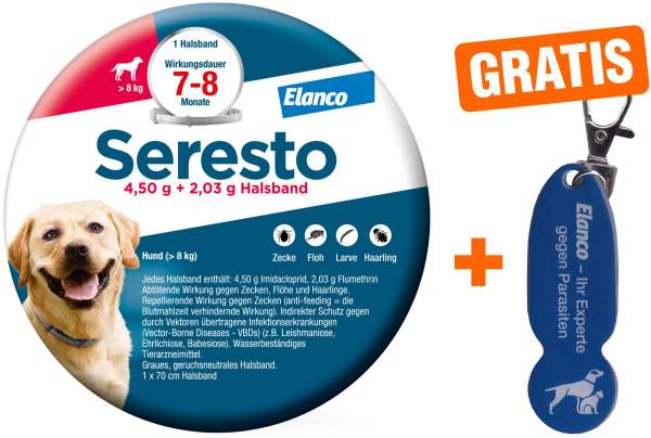 Seresto Halsband für große Hunde 1 Stück + gratis Einkaufswagenlöser 1 Stück