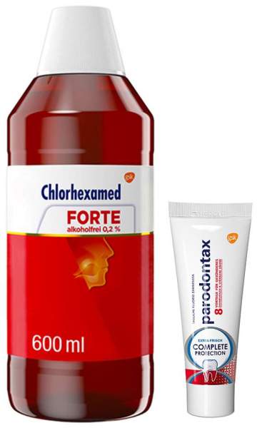 Chlorhexamed forte alkoholfrei 0,2 % 600 ml Lösung + gratis Parodontax Complete Protect. 15 ml