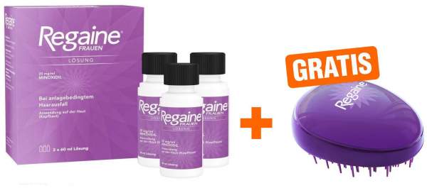 Regaine Frauen - 3 x 60 ml Lösung + gratis Haarbürste