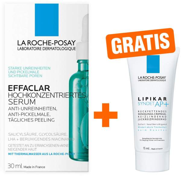 La Roche Posay Effaclar Serum 30 ml hochkonzentriert + gratis Lipikar Syndet AP+ 15 ml