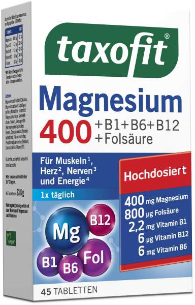 Taxofit Magnesium 400+B1+B6+B12+Folsäure 45 Tabletten