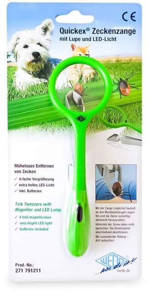 Wedo Zeckenzange Quickex M.Lupe+led-Licht Grün