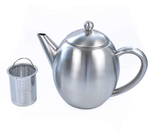Thermo-Teekanne Doppelwandig Matt Edelstahl, 1 Liter