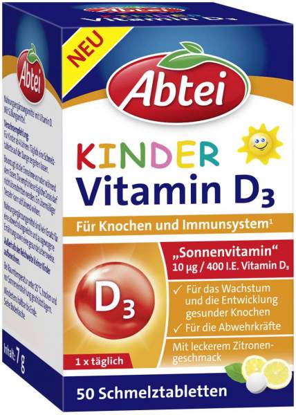 Abtei Kinder Vitamin D3 50 Schmelztabletten