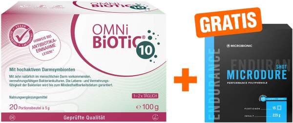 Omni Biotic 10 20 x 5 g Pulver + gratis Microbionic Microdure Shot 15 Sachets
