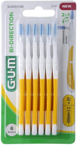 Gum BI-Direction Interdentalbürste 1,4 mm gelb Tanne 6 Stück